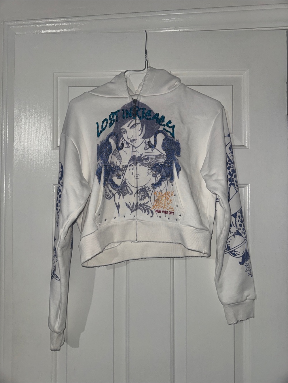 Lost Intricacy "Twin Tigers" White Zip-Up Hoodie